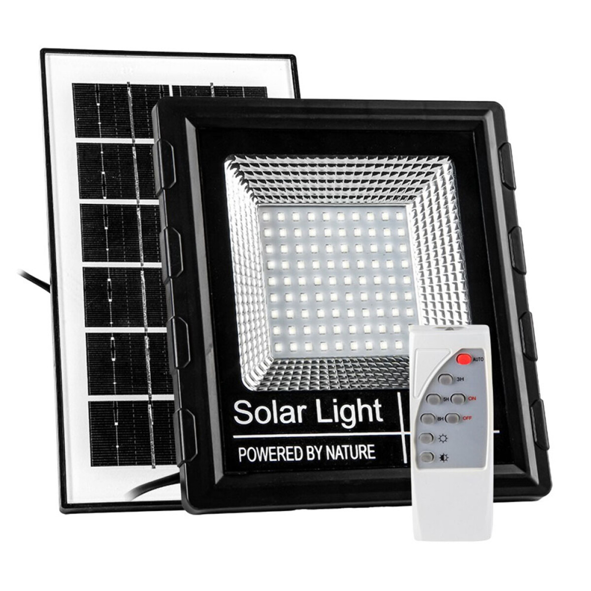 Foco Exterior Solar 3 Luces Led p/Pared Sensor Mov y Control - Negro — HTS