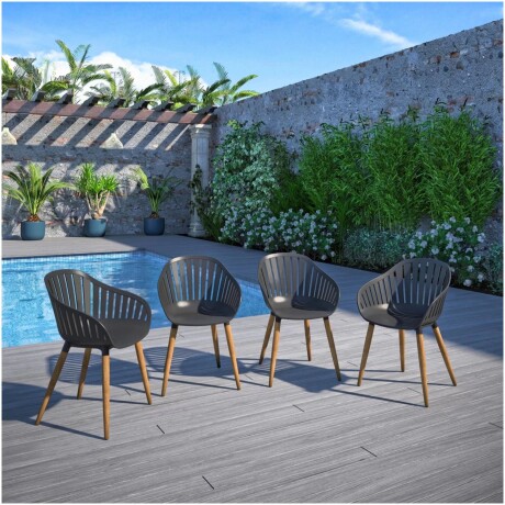 Silla De Exterior RUSTICO Cannes Carver Patas De Eucalipto - Negra Silla De Exterior RUSTICO Cannes Carver Patas De Eucalipto - Negra