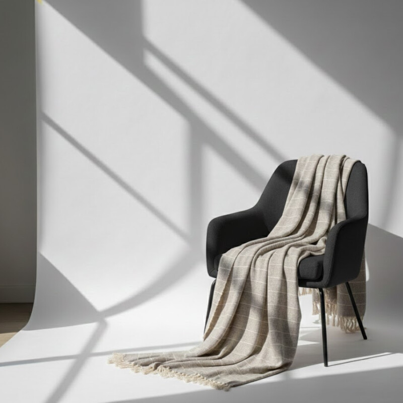 Manta para sillón y cama algodón Rayas Greige 250cm