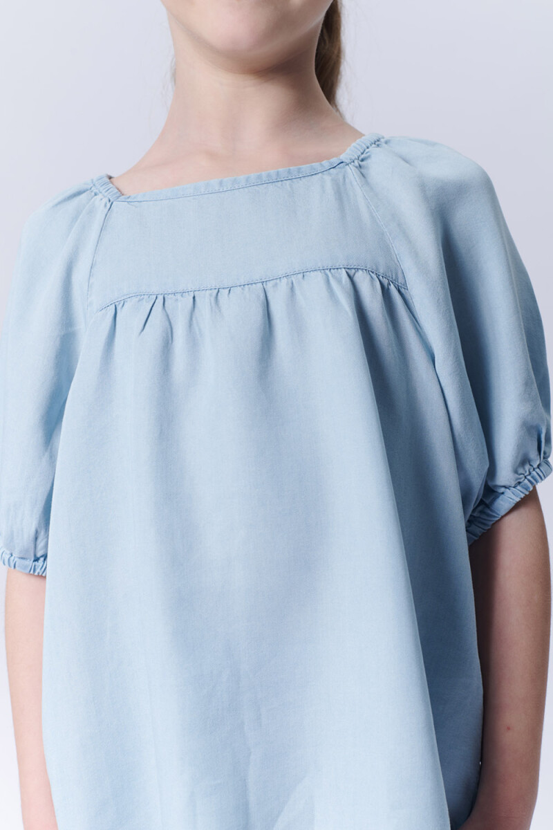 Blusa manga corta lyocell Celeste