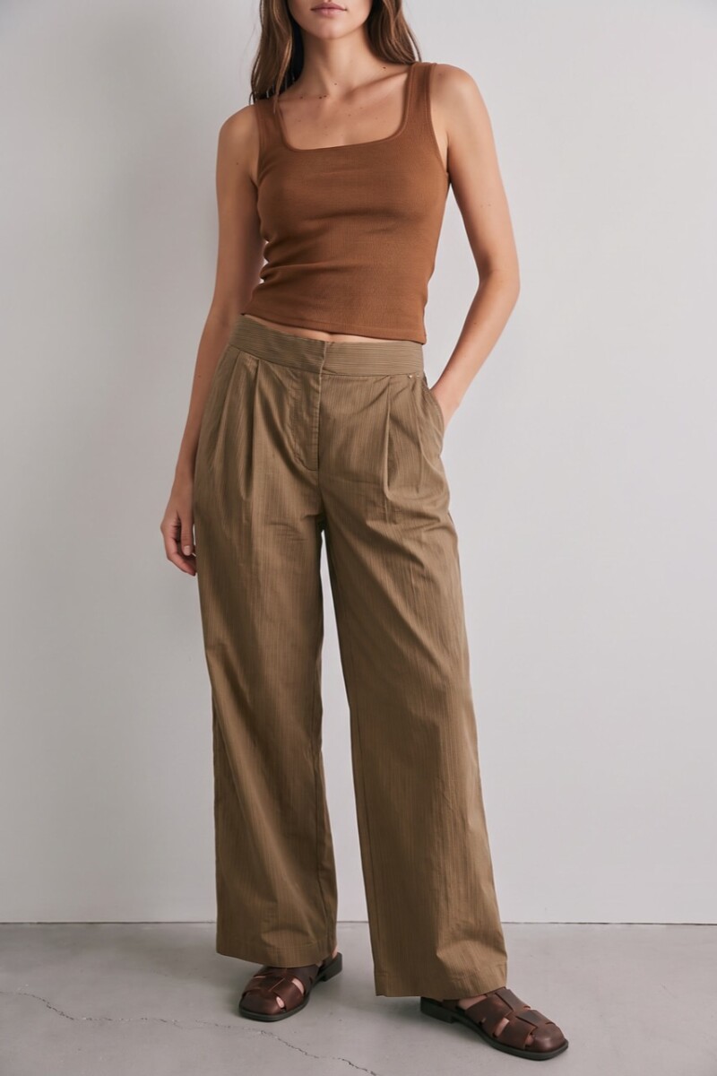 Pantalón Recto Beige