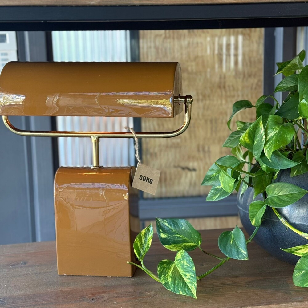 Lámpara de mesa Banker, marrón Lámpara de mesa Banker, marrón