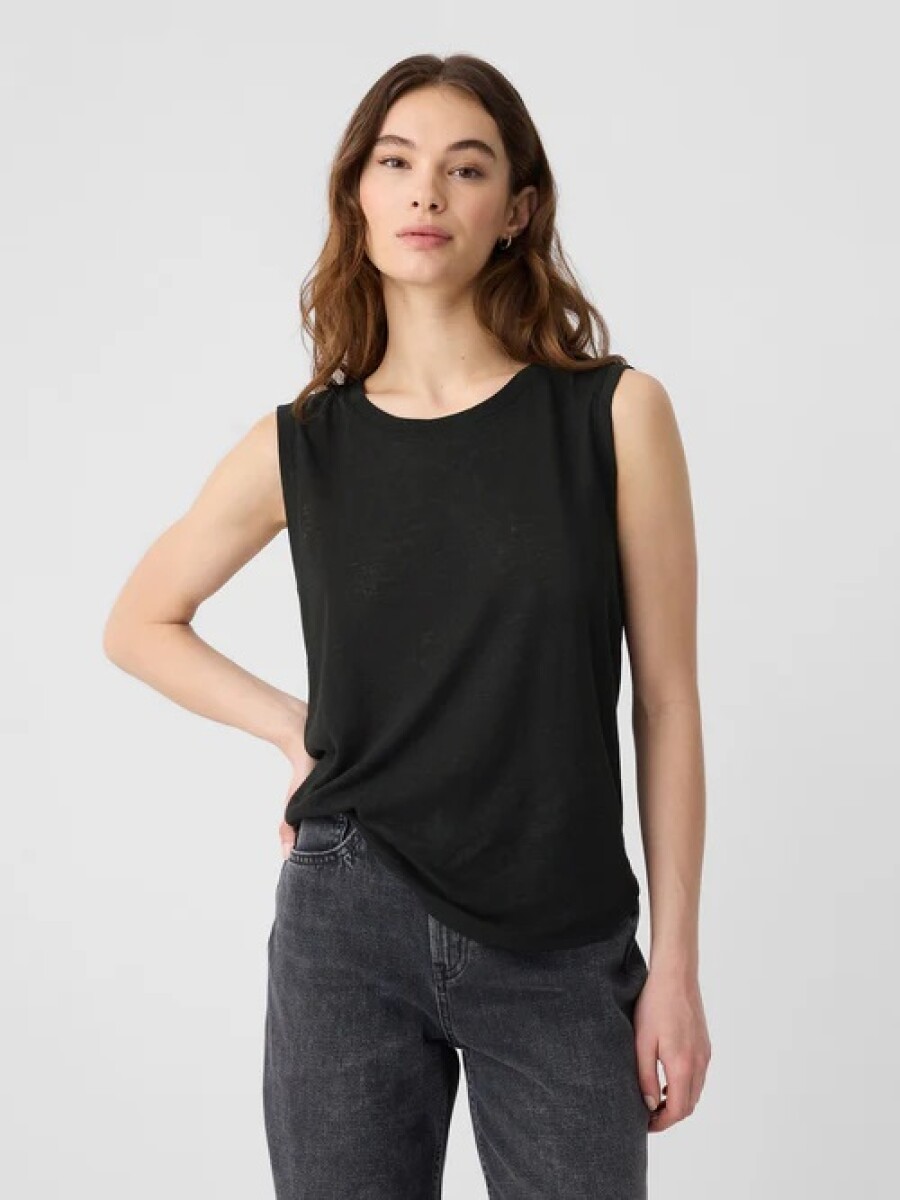 Musculosa De Lino Mujer - True Black 