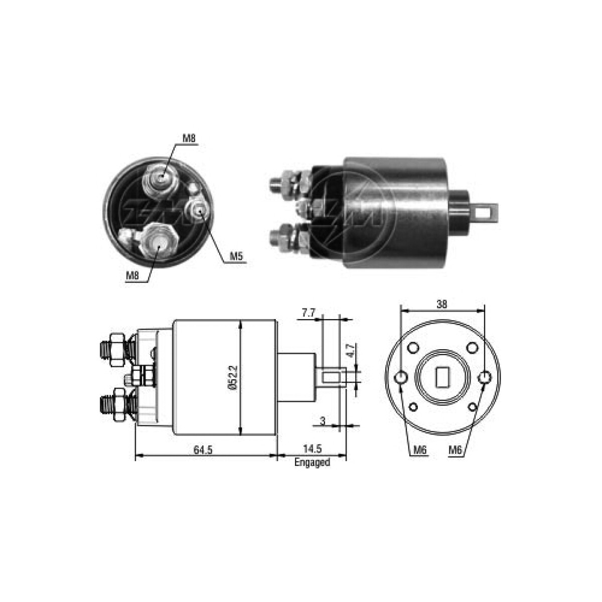 AUTOMATICO DE ARRANQUE - SOLENOIDE 12V L.INDIEL CITROEN C15-BERLI ZM 