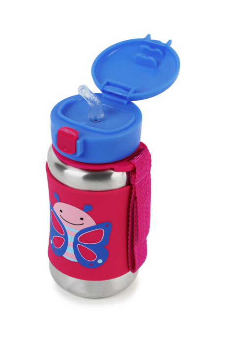 Botella acero inoxidable con sorbito, diseño mariposa Botella acero inoxidable con sorbito, diseño mariposa
