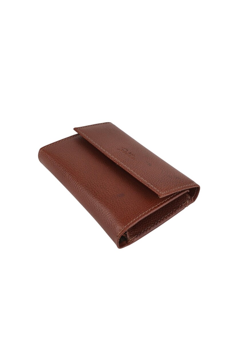 Billetera grande de cuero multiples bolsillos Marron