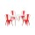 Juego de comedor mesa rectangular 120x80 + 4 Sillas Tolix Rojo