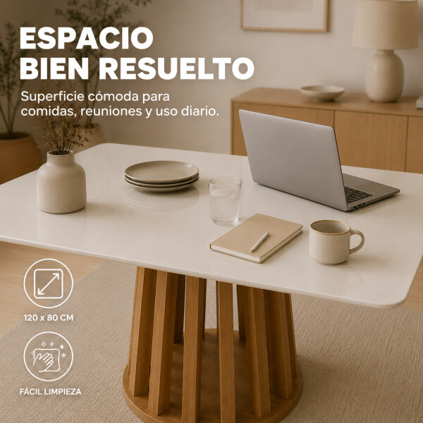 Mesa De Comedor Jade Circular 102 Cm Laqueada Vidrio Moderna Blanco 1