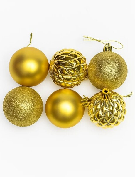 ESFERA COMBINADA RELIEVE DIAMANTE MATE 6CM X 6 UNIDADES ORO ESFERA COMBINADA RELIEVE DIAMANTE MATE 6CM X 6 UNIDADES ORO