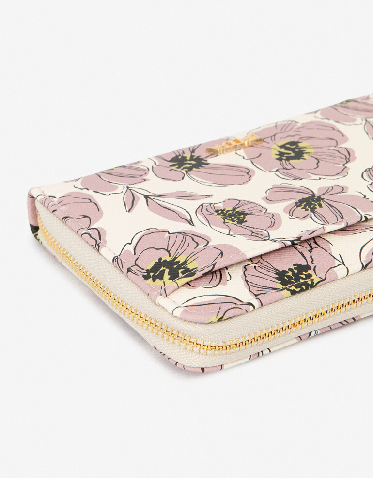 Ficheros Zip Round Billetera Formato Fichero - Estampado Flores