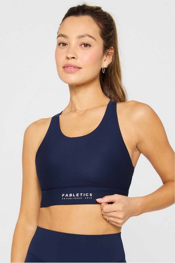 Top No-Bounce High Impact Sports Bra Mujer Deep Navy/Classic White