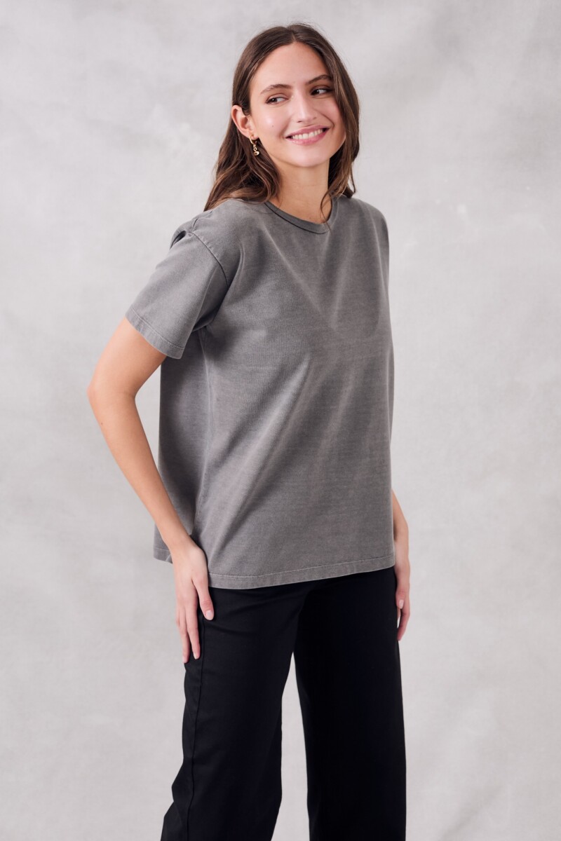 Remeron Oversize Algodon Lavado Gris Oscuro