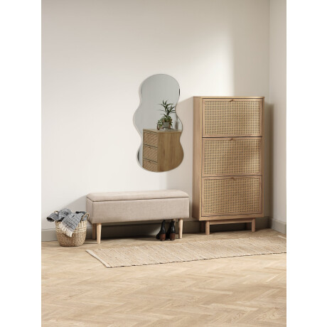 Banco Badsted Almacenaje Tela Beige/Color Roble