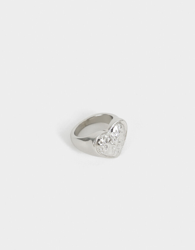 Anillos Medianos y Grandes Metal diferenciado Anillo Con Corazón - Plateado