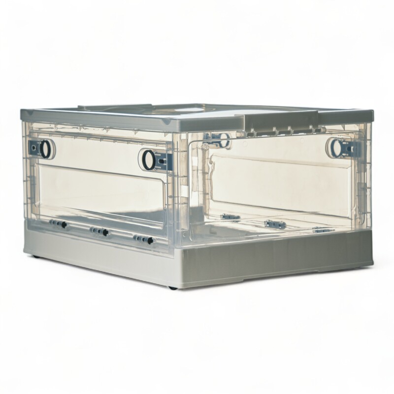 Caja Organizadora Plegable Apilable Plástico Transparente M Sin Color