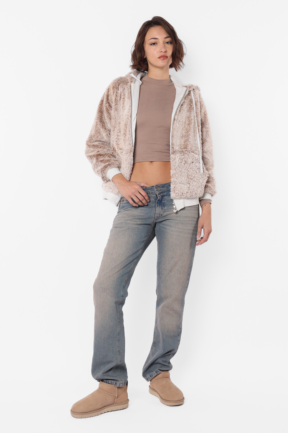 Campera Furry Beige