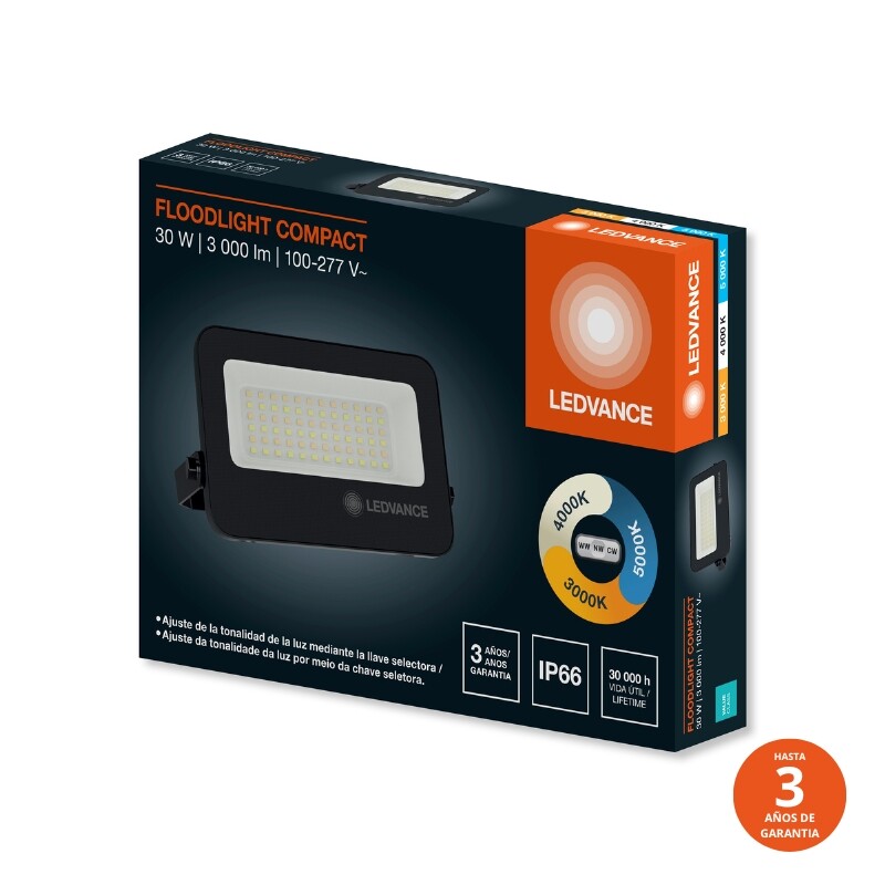 FOCO LED LEDVANCE OSRAM COMPACT G2 IP65 30W Foco LED LEDVANCE Compact IP66 30W CCT Negro