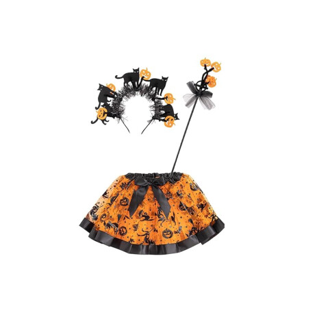Disfraz Halloween infantil con figuras de calabazas y brujas Naranja