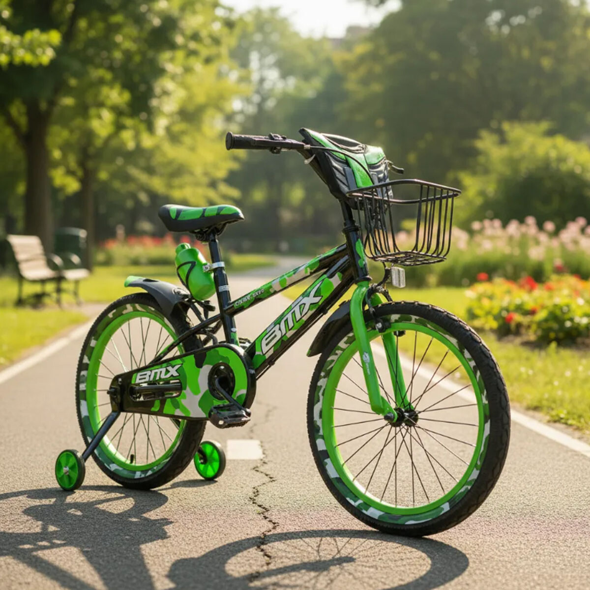Bicicleta BMX con música y luz Rodado 20 - Verde 