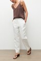 Pantalon recto 100% Lino blanco