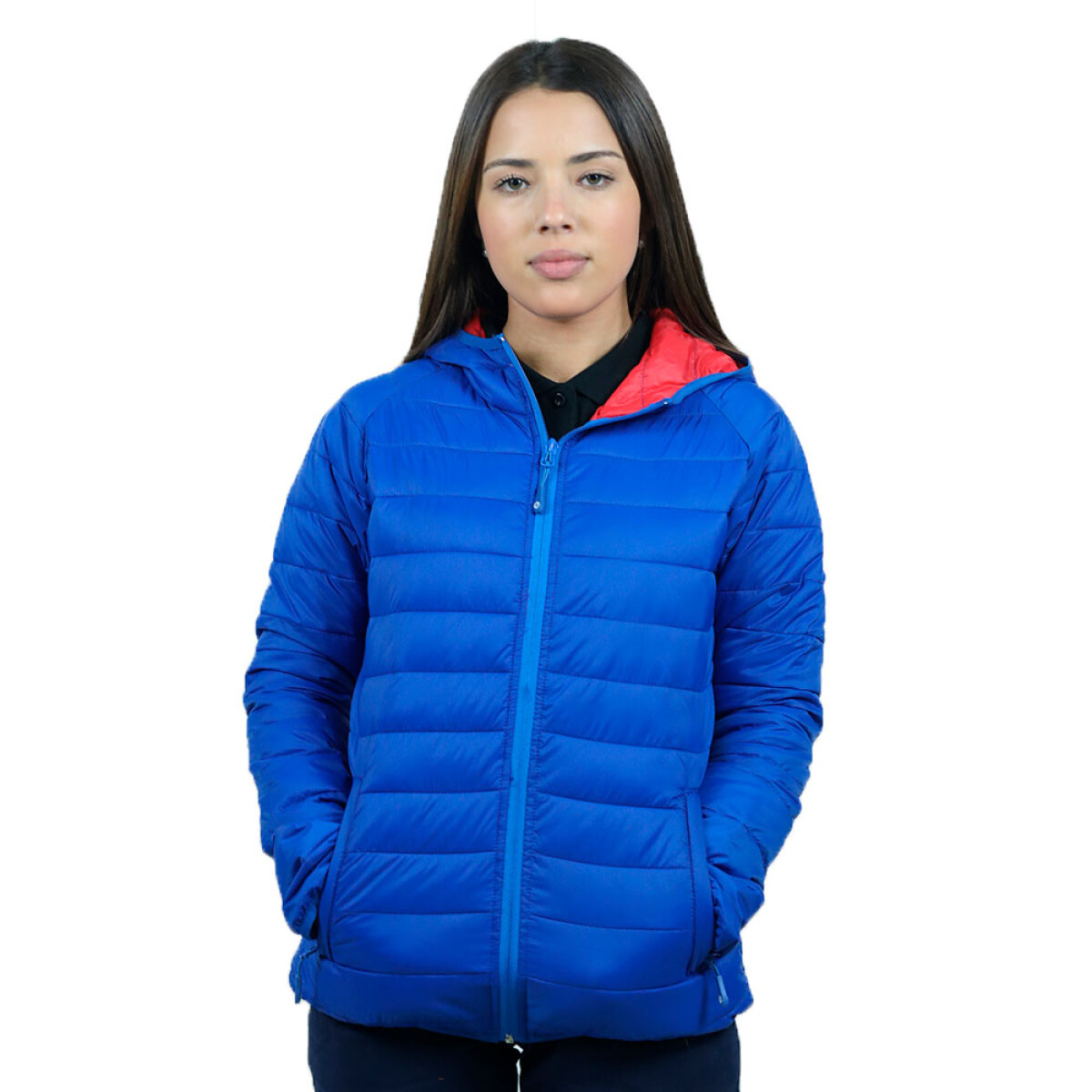 Campera Inflada Dama - azul francia 