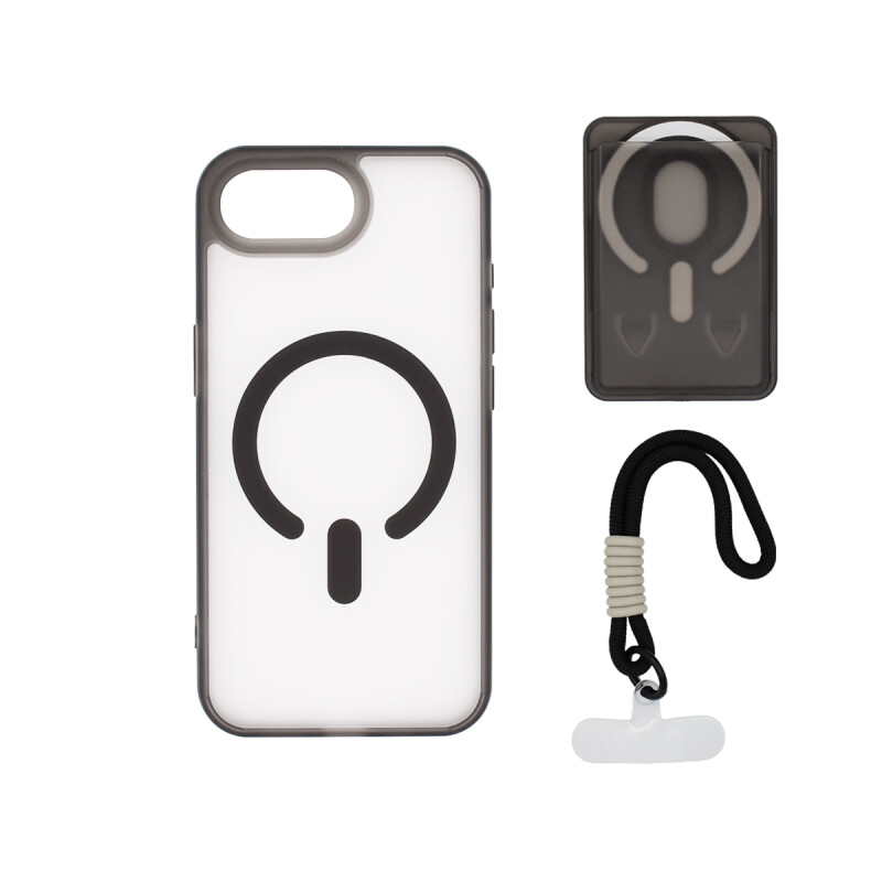 Protector para iPhone 16e correa + tarjetero color negro Protector Para Iphone 16e Correa + Tarjetero Color Negro
