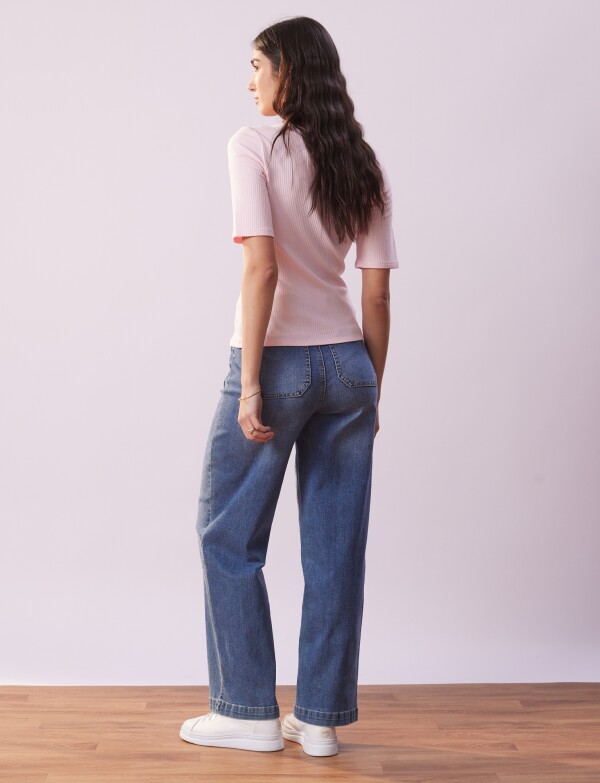 Remera Basica Ribs ROSA CLARO