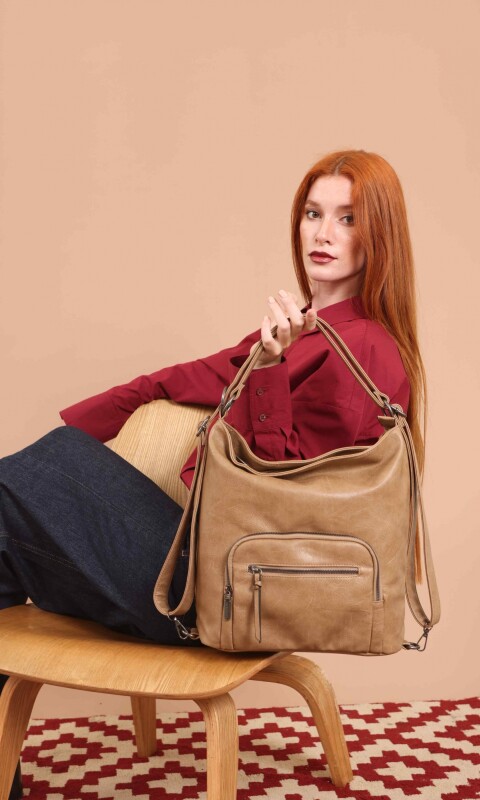 CARTERA MOCHILA VERBENA ALMENDRA