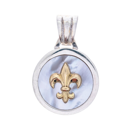 Colgante de plata, double en oro 18 ktes y nácar, FLOR DE LIS Colgante de plata, double en oro 18 ktes y nácar, FLOR DE LIS
