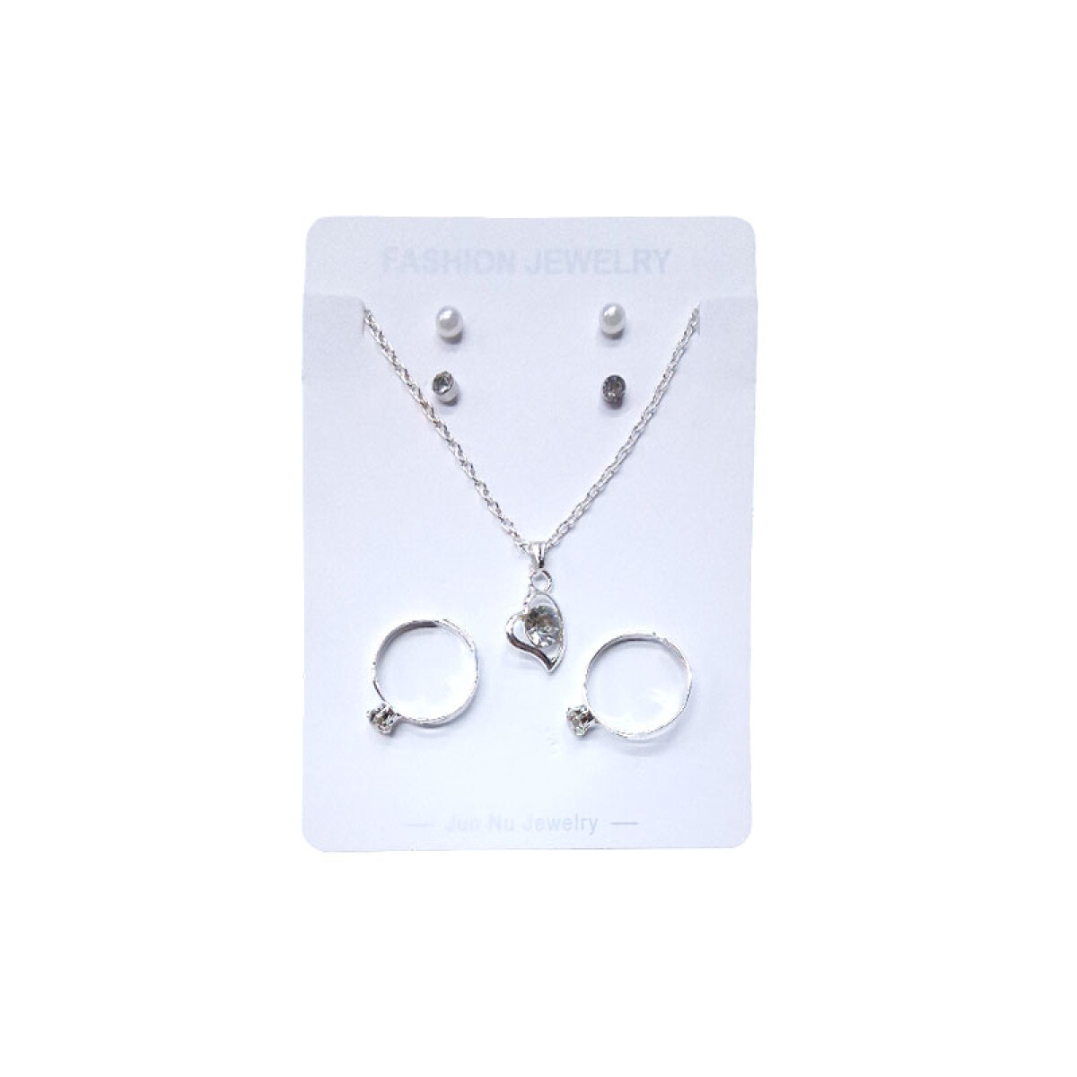 Collar, aretes, doble anillos brillantes - Collar, Aretes, Doble Anillos Brillantes 