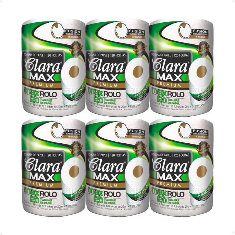 Papel Toalla Cocina Clara Max Rollo X 120 Toallas X6