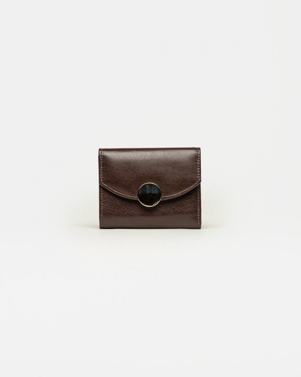 Billetera The Circle en cuero liso - Marron 
