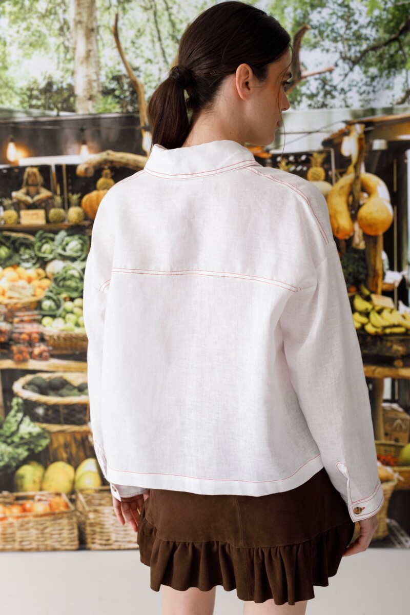 BLUSA POLO LINEN Blanco