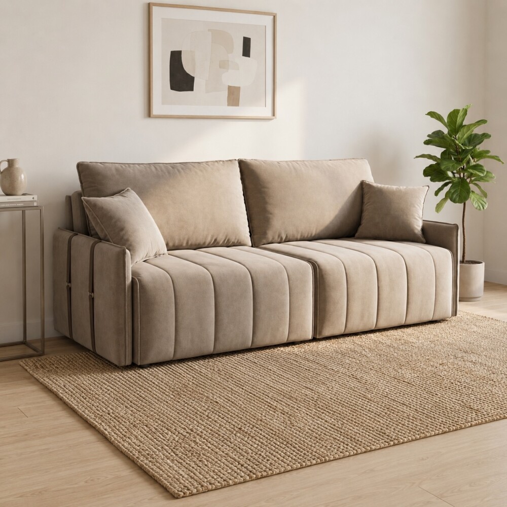 SILLÓN SOFÁ DOMINI 2 CUERPOS RETRACTIL AJUSTABLE BEIGE