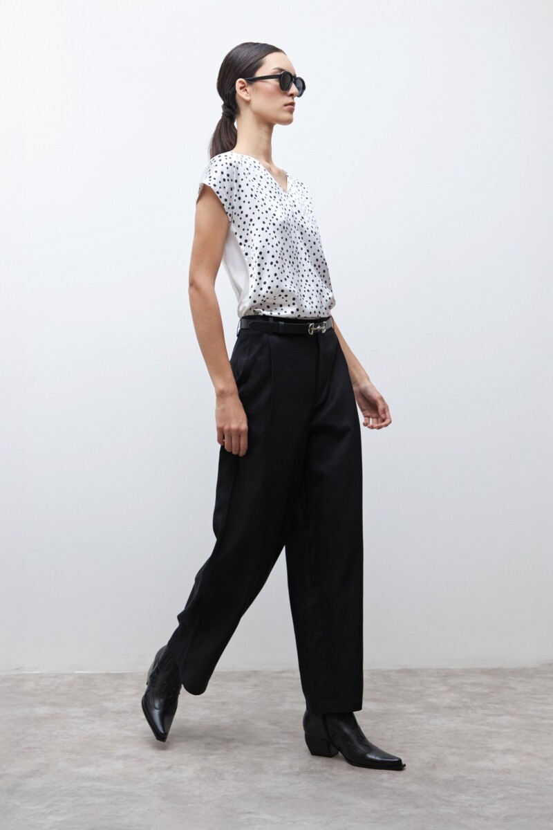 Pantalon pinzado lyocell - negro 