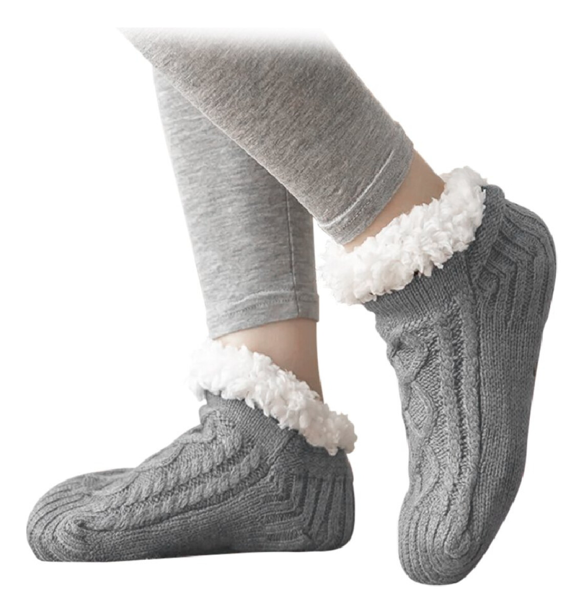 Medias Termicas Polar Invierno Algodón Antideslizantes - Color Variante Gris L 