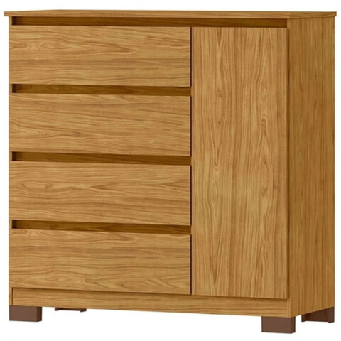 Comoda Cajonera Vega para Dormitorio 4 Cajones con Rieles Telescópicos y 1 Puerta - Marrocos Comoda Cajonera Vega para Dormitorio 4 Cajones con Rieles Telescópicos y 1 Puerta - Marrocos