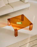 Mesa auxiliar Adularia de cristal templado marrón 85 x 85 cm