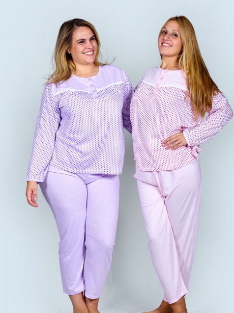 Pijama de algodón Lunares Rosa