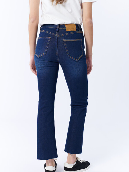 PantalÃ³n Jean Cropped Flare Azul oscuro