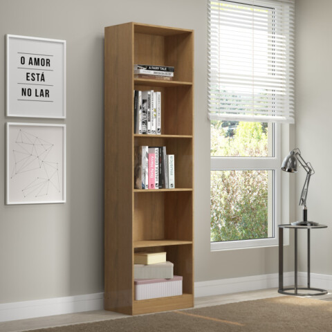 Estanteria ANITA biblioteca multiuso con 4 Estantes 47,9 x 170 x 27,5 cm - Marrón Simil Madera Estanteria ANITA biblioteca multiuso con 4 Estantes 47,9 x 170 x 27,5 cm - Marrón Simil Madera