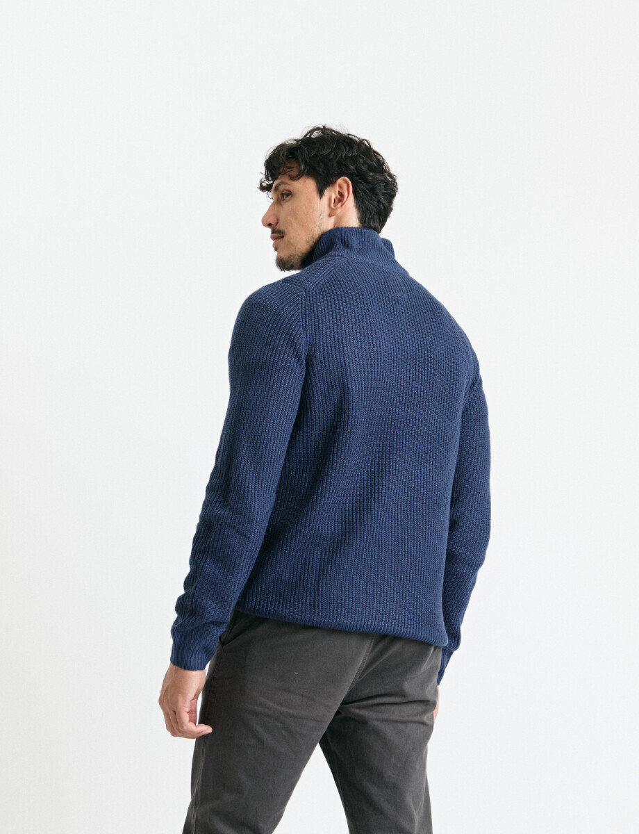 470587 SWEATER PUNTO MEDIO CIERRE HARRY Azul Oscuro