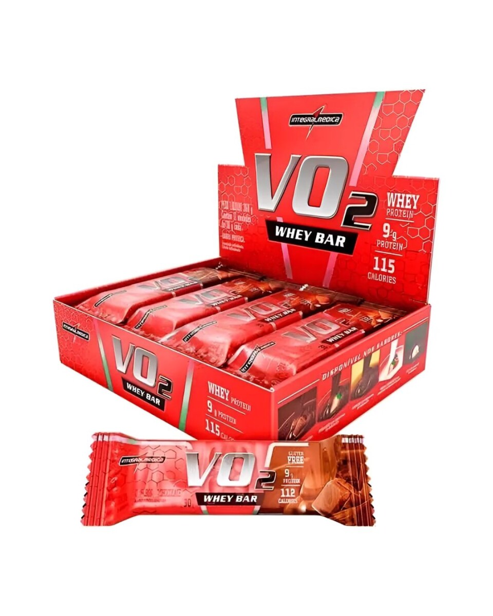 Barra Proteica 30g Vo2 Whey Bar Caja x12 Unidades - Sabor Chocolate 