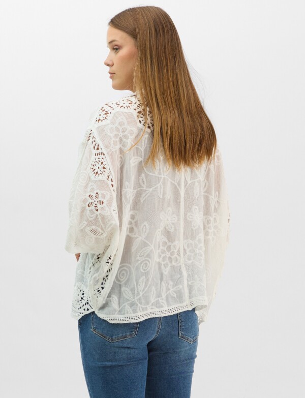 Cardigan Algodon Bordado BLANCO