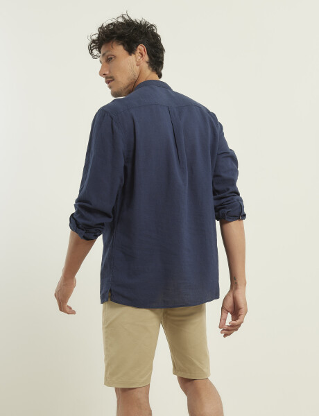 012105 CAMISA HARRINGTON LABEL DE LINO Azul