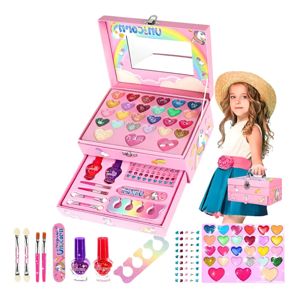 Maletín de maquillajes con sombras, brillos, esmaltes y más... Rosa