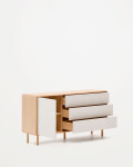 Aparador Anielle 1 puerta y 3 cajones de madera maciza y chapa de fresno 150 x 78 cm