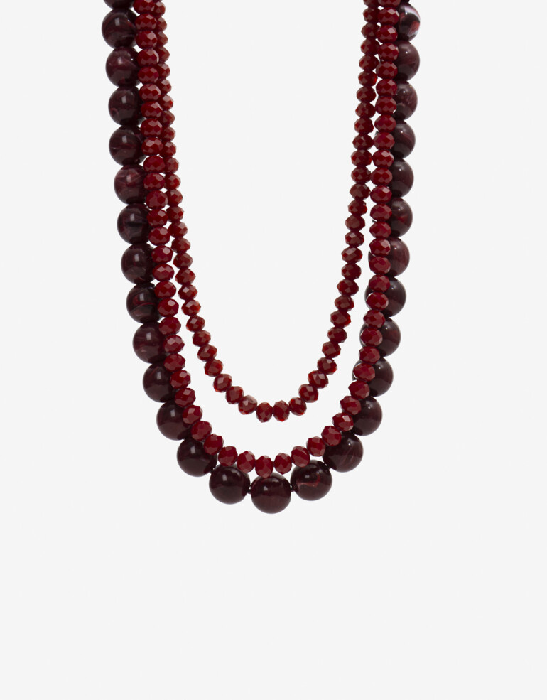 Collares Cortos Acrilico Collar Corto Layer Beads - Rojo Medio