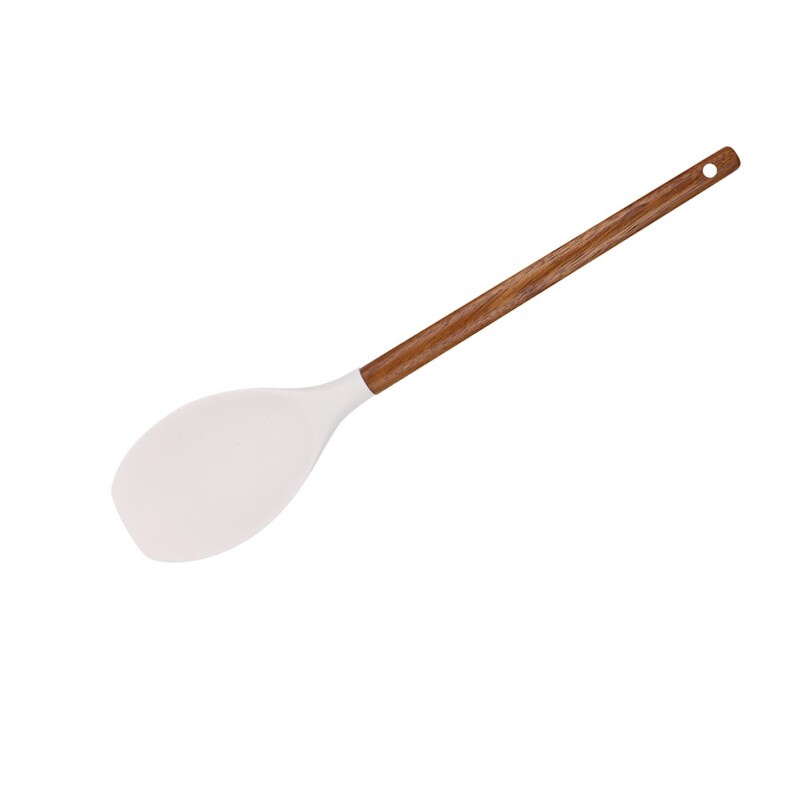 Cuchara Recta de Silicona 31 cm con Mango de Acacia Blanco CUCHARA SILICONA RECTA 31CM MANGO ACACIA BLANCO