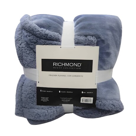 Frazada Richmond Con Corderito 2 Plazas Azul Piedra